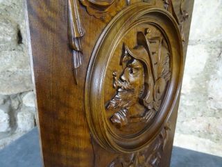 French Antique Highly Carved Architectural Panel Solid Walnut Wood - Knight 9