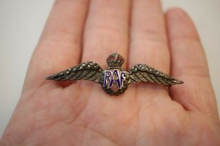 Ww2 Sterling Silver Wings Raf Pin Back 2” Rare World War