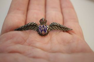 WW2 Sterling Silver Wings RAF Pin Back 2” Rare World War 3