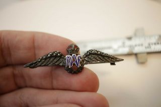 WW2 Sterling Silver Wings RAF Pin Back 2” Rare World War 5