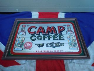 Quirky Antique Vintage Camp Coffee Advertisment Mirror British Raj Militaria