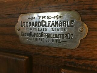 Antique Solid Wood Oak Ice Box / Refrigerator - Leonard Cleanable Model 2