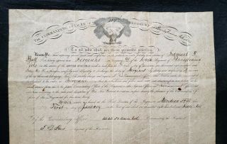 Civil War Union Promotion Certificate Co D 104th Rgt Pennsylvania Volunteers