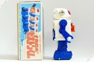 YONEZAWA HORIKAWA MASUDAYA PISTON ROBOT BLUE TIN JAPAN VINTAGE SPACE TOY 2