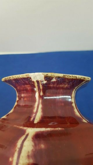 RARE ANTIQUE CHINESE FLAMBE RED BIG VASE W/ CRACKLE ON MOUTH MARKED ON BASE 6