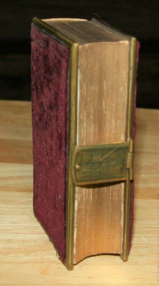 Antique 1866 Bible Burgundy Felt Cover W / Brass Clasp & Edging