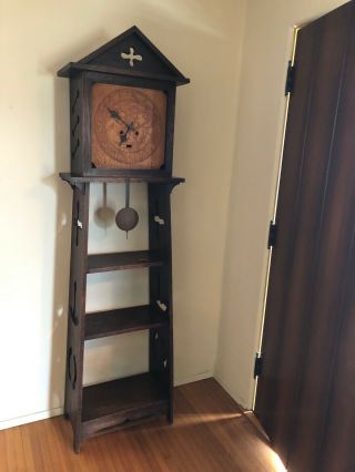 Antique Bookshelf Clock By Shop Of The Crafters C.  1910 Waterbury Usa
