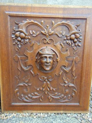 PAIR ANTIQUE FRENCH RENAISSANCE STYLE SOLID WOOD PANELS CARVED IN HIGH RELIEF 2