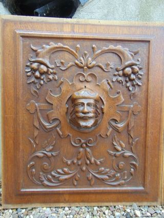 PAIR ANTIQUE FRENCH RENAISSANCE STYLE SOLID WOOD PANELS CARVED IN HIGH RELIEF 3