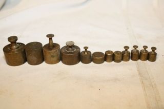 12 Brass Weights Grains Apothecary Jeweler Pharmacy Measure