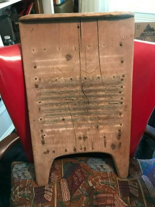 Antique Primitive Hand Made Wood Wash Board,  Board Only,  Neat Piece Old