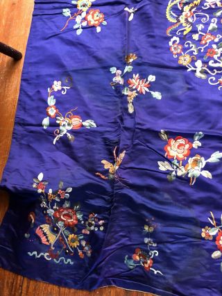 Huge Antique Chinese Silk Hand Embroidered Panel Tapestry Textile 6