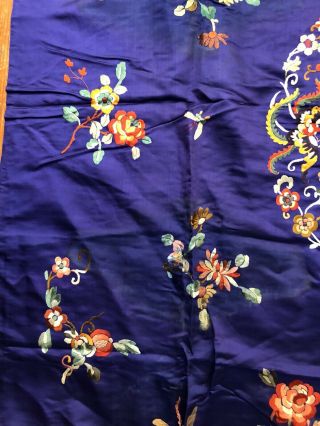 Huge Antique Chinese Silk Hand Embroidered Panel Tapestry Textile 7