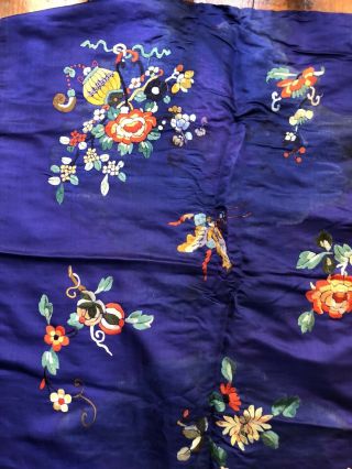 Huge Antique Chinese Silk Hand Embroidered Panel Tapestry Textile 9
