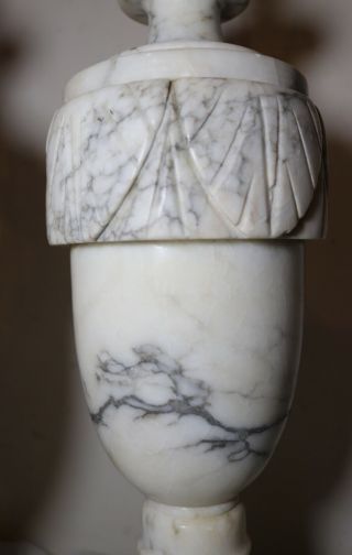 vintage carved white solid alabaster marble brass electric table lamps 10