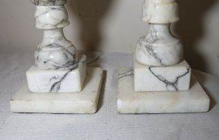 vintage carved white solid alabaster marble brass electric table lamps 12