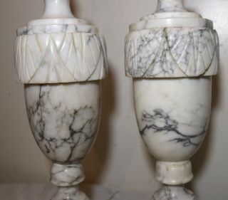 vintage carved white solid alabaster marble brass electric table lamps 5