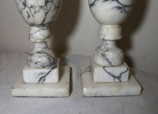 vintage carved white solid alabaster marble brass electric table lamps 7