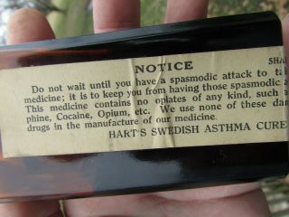Embossed HART ' S Swedish ASTHMA Hay FEVER Cure w/Both LABELS - EXAMPLE 10