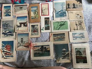 20 Vintage 1940’s Japanese Woodblock Prints Christmas Cards With Notes