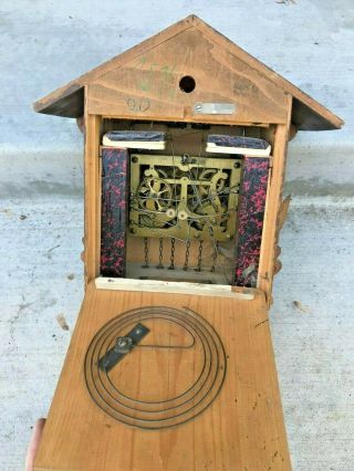 antique vtg dam wiedel black forest rabbit & Quail Cuckoo clock from Germany 7