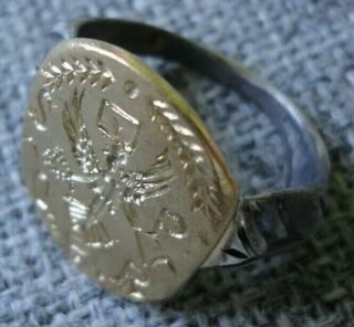 Antique Ancient Roman Gold Silver Ring Inscribed Spqr & Victoria Fine Unique
