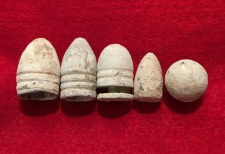 5 Various Dug Civil War Relic Bullets From Battle Of Cold Harbor Virginia