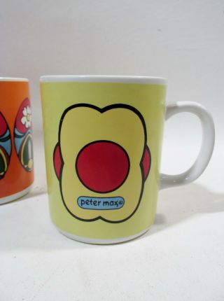 Midcentury PETER MAX Pop Art Set 4 MUGS Ernest Sohn Japan 3