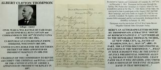 Civil War Wia Captain 105th Pa Infantry Us Congressman Wisconsin Letter Signed