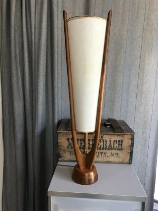 Rare Mid Century Danish Modern Adrian Pearsall Era Teak Walnut Desk Table Lamp