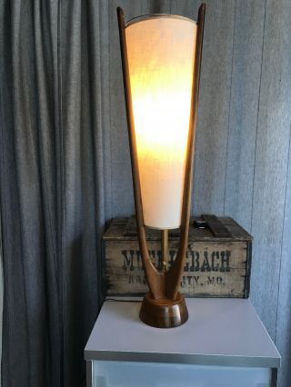 RARE Mid Century Danish Modern Adrian Pearsall Era Teak Walnut Desk Table Lamp 2