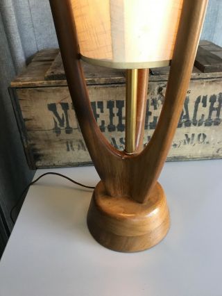 RARE Mid Century Danish Modern Adrian Pearsall Era Teak Walnut Desk Table Lamp 4
