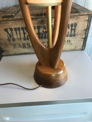 RARE Mid Century Danish Modern Adrian Pearsall Era Teak Walnut Desk Table Lamp 5