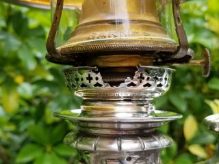 Antique Tiffany & Co Silverplate Harvard Student Oil Lamp w/ Globe SCARCE 8