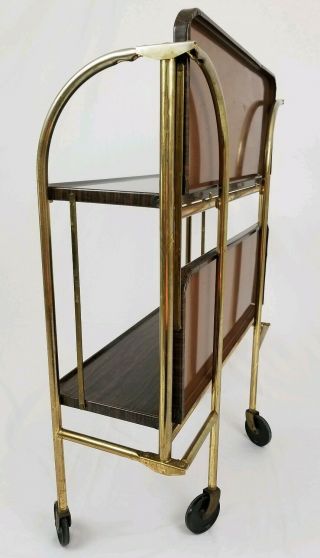 Mid - Century Modern bar drink tea cart folding metal casters Relyon vintage 11