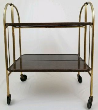 Mid - Century Modern bar drink tea cart folding metal casters Relyon vintage 2