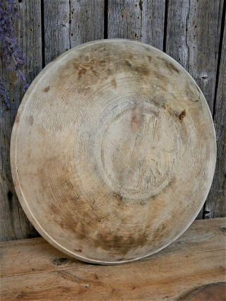 Best Early Antique Wooden Dough Bowl w/ Rim & Scoop Farmhouse AAFA 11