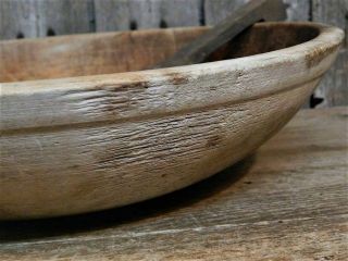 Best Early Antique Wooden Dough Bowl w/ Rim & Scoop Farmhouse AAFA 2