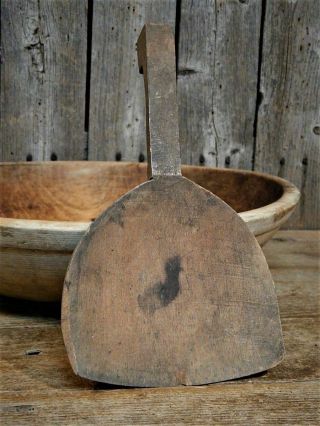 Best Early Antique Wooden Dough Bowl w/ Rim & Scoop Farmhouse AAFA 4