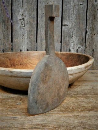 Best Early Antique Wooden Dough Bowl w/ Rim & Scoop Farmhouse AAFA 5