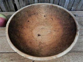 Best Early Antique Wooden Dough Bowl w/ Rim & Scoop Farmhouse AAFA 6