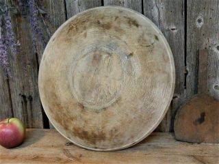 Best Early Antique Wooden Dough Bowl w/ Rim & Scoop Farmhouse AAFA 9