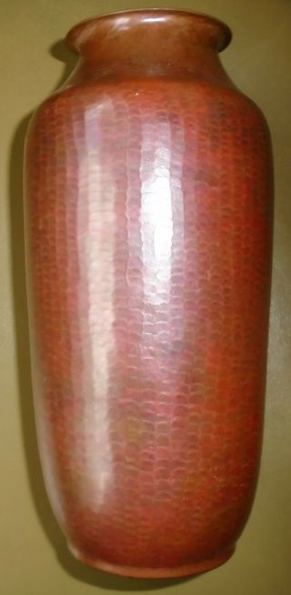 Roycroft Hand Hammered Copper Vase 7.  5 " In Aurora Brown