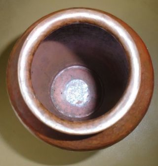 Roycroft hand hammered copper vase 7.  5 