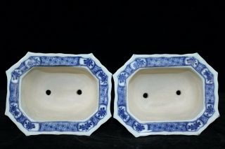 A Pair Chinese Blue and White Porcelain Landscape View Flower Pots 6