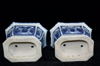 A Pair Chinese Blue and White Porcelain Landscape View Flower Pots 7