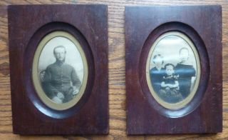 Civil War Soldier Photograph And Wife With Children Ny Framed