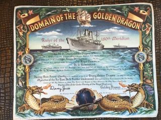 Domain of the Golden Dragon Ruler 180th Meridian Certificate USNS Walker 1954 7