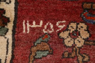 Vintage Geometric Red Wool Runner 4x13 Tabrez Persian Oriental Hand - Knotted Rug 12