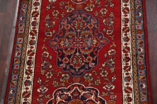 Vintage Geometric Red Wool Runner 4x13 Tabrez Persian Oriental Hand - Knotted Rug 4
